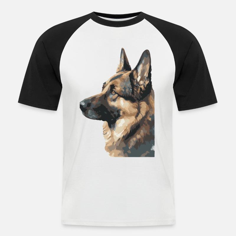 Deutscher Schäferhund Wasserfarben - Männer Baseball-T-Shirt - Weiß/Schwarz