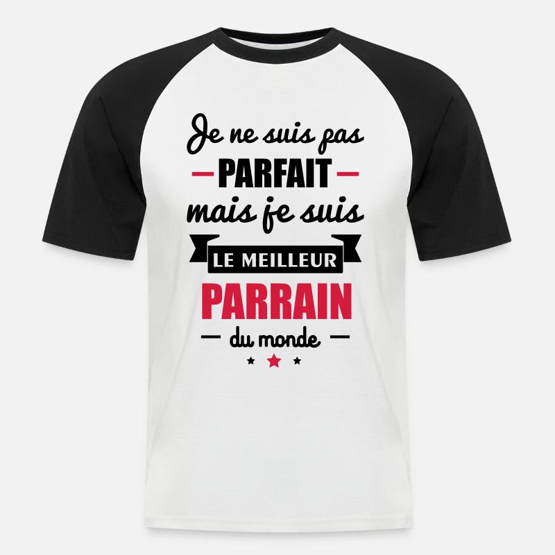 bester Pate der Welt - Männer Baseball-T-Shirt - Weiß/Schwarz