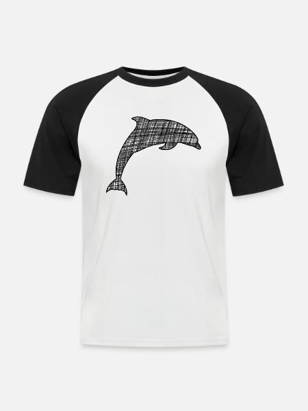 Delfin Tümmler Ozean Geschenk - Männer Baseball-T-Shirt - Weiß/Schwarz