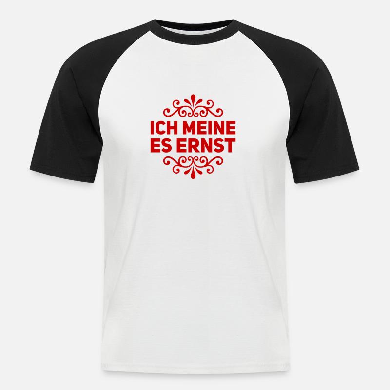 es wird ernst - Männer Baseball-T-Shirt - Weiß/Schwarz