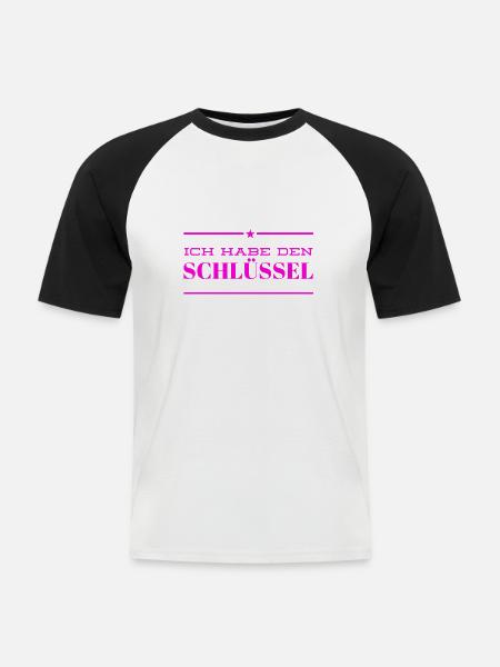 ich bin ein Schlüsselkind - Männer Baseball-T-Shirt - Weiß/Schwarz