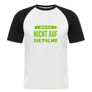 bleib locker - Männer Baseball-T-Shirt - Weiß/Schwarz - Vorne - Nik (191cm)