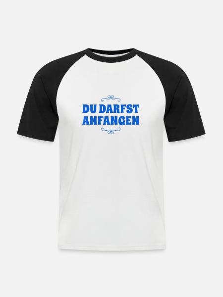 du beginnst - Männer Baseball-T-Shirt - Weiß/Schwarz