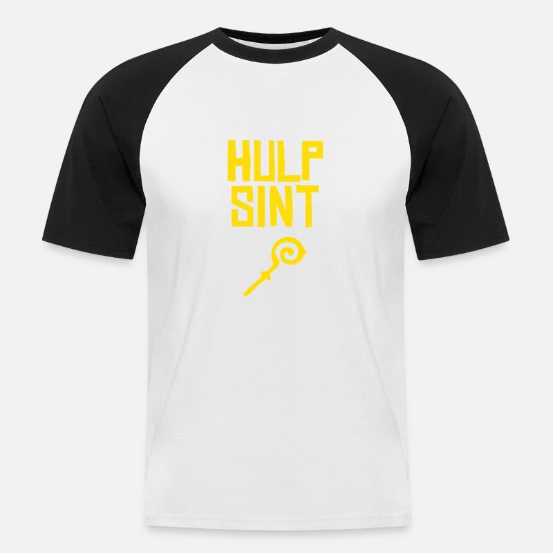 Hulp Sint Sinterklaas - Männer Baseball-T-Shirt - Weiß/Schwarz