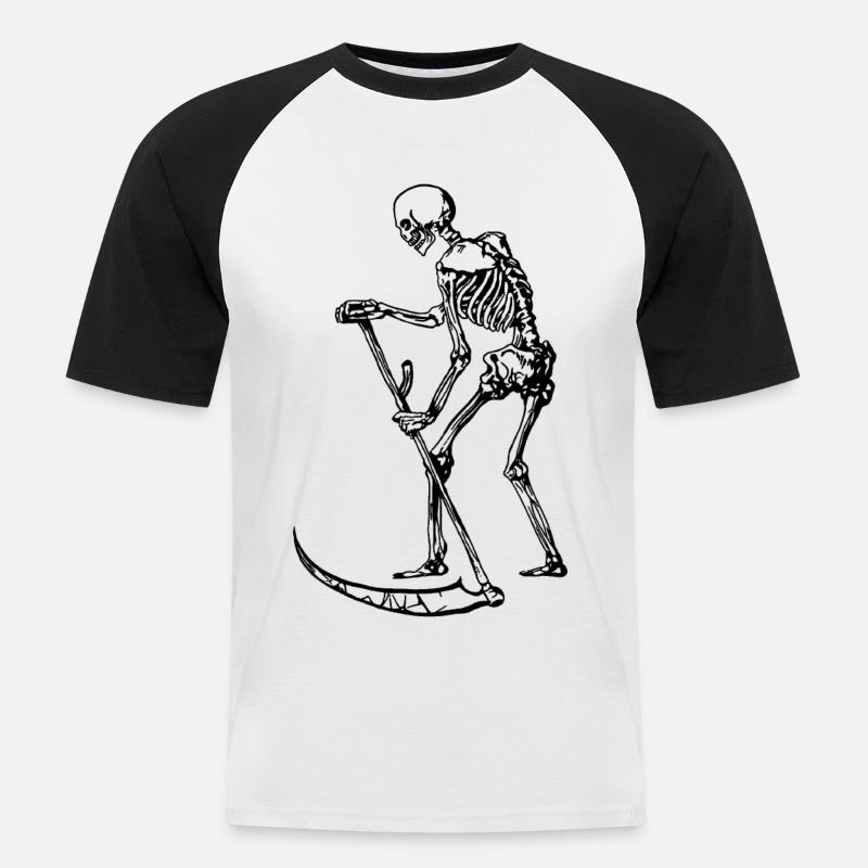 Skelett - Männer Baseball-T-Shirt - Weiß/Schwarz