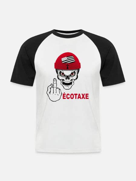 Breizh Fick mit Steuer - Männer Baseball-T-Shirt - Weiß/Schwarz