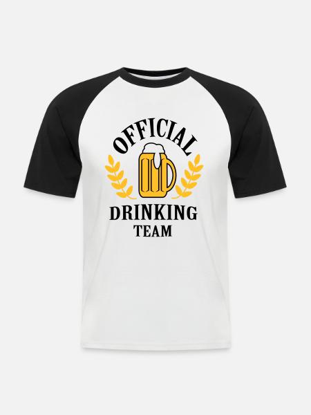 official_drinking_team - Männer Baseball-T-Shirt - Weiß/Schwarz