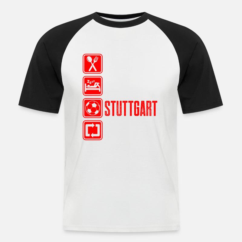 Repeat Stuttgart - Männer Baseball-T-Shirt - Weiß/Schwarz