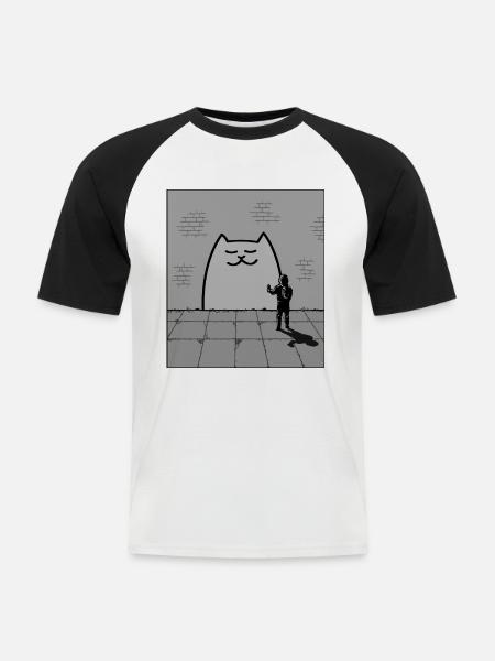 Schläfrige Katze - Männer Baseball-T-Shirt - Weiß/Schwarz