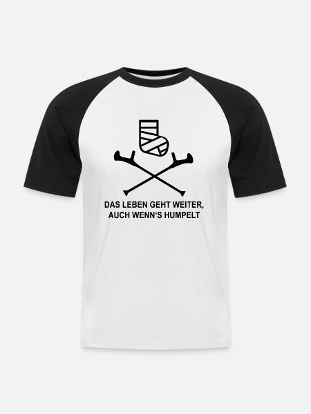 Gipsbein - Männer Baseball-T-Shirt - Weiß/Schwarz