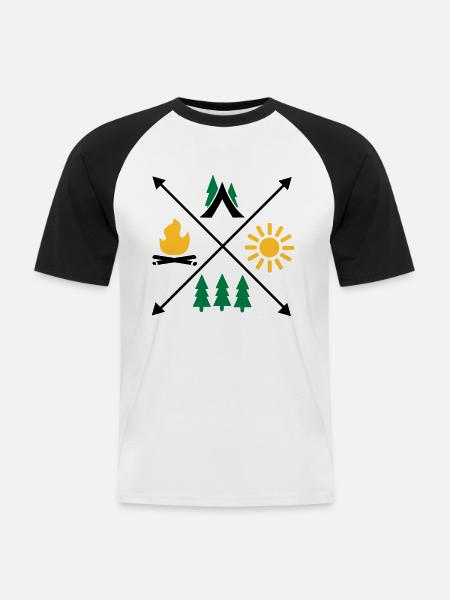 Camping - Men's Baseball T-Shirt - white/black