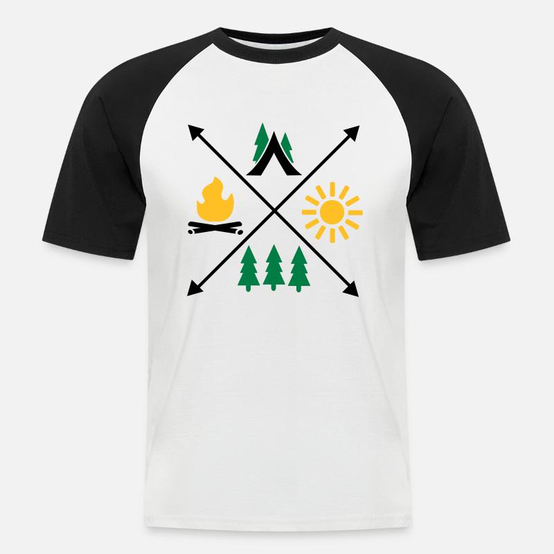 Camping - Männer Baseball-T-Shirt - Weiß/Schwarz