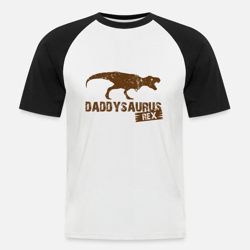 Daddysaurus Rex - Männer Baseball-T-Shirt - Weiß/Schwarz
