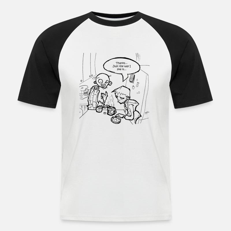 Necromania; Frühstück wird serviert - Männer Baseball-T-Shirt - Weiß/Schwarz