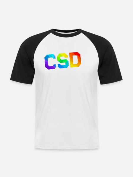 CSD - Pixel Pride Flag - Männer Baseball-T-Shirt - Weiß/Schwarz