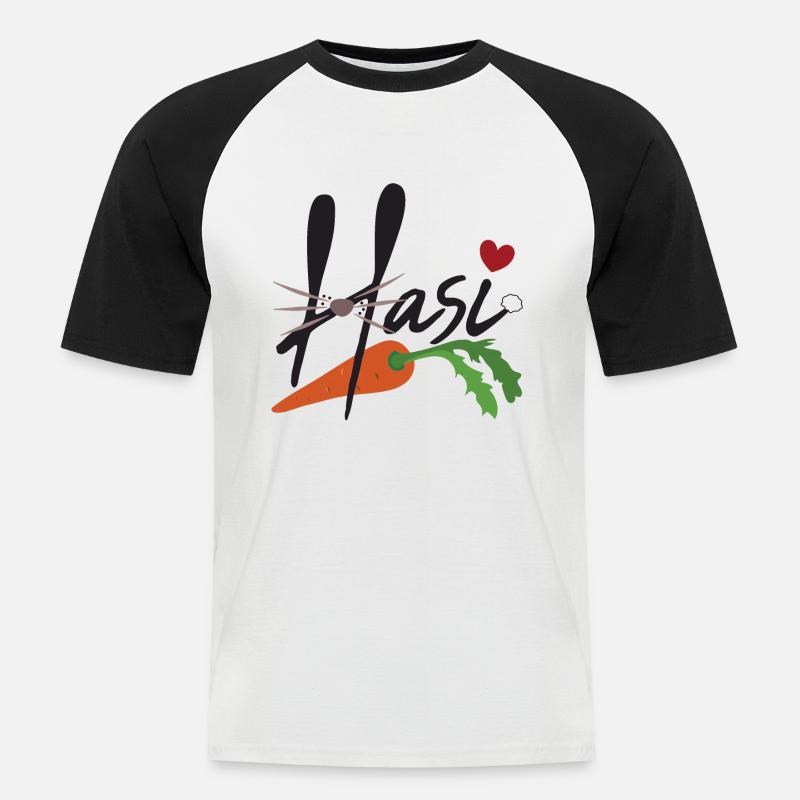 Hasi - Männer Baseball-T-Shirt - Weiß/Schwarz