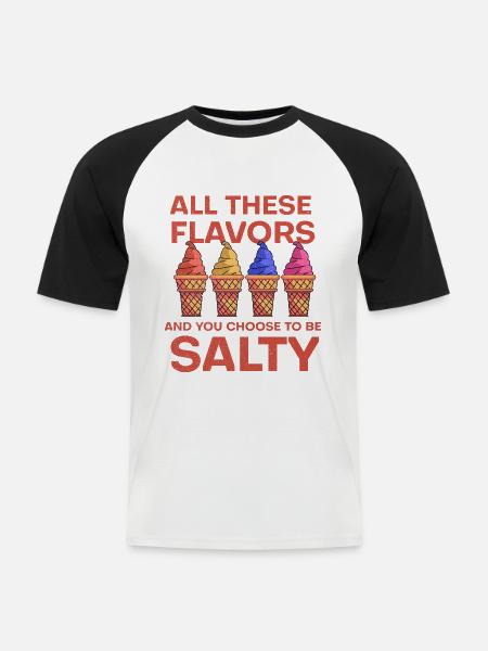Eis Eiscafe Schokoeis Vanilleeis - Männer Baseball-T-Shirt - Weiß/Schwarz