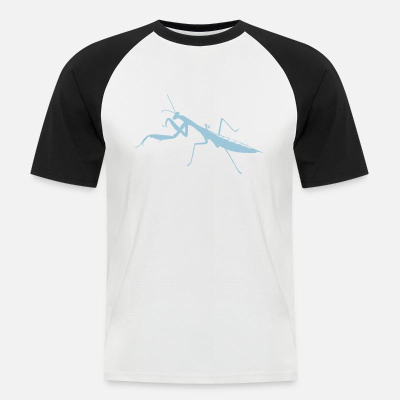 Gottesanbeterin - Männer Baseball-T-Shirt - Weiß/Schwarz
