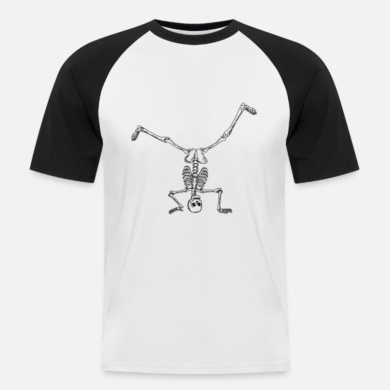 Breakdance breakdancer breakdancing skeleton - Men's Baseball T-Shirt - white/black