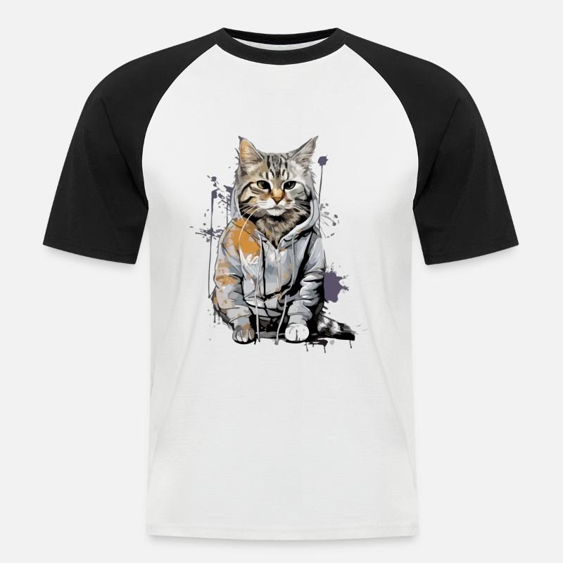 Koco the cat - Men's Baseball T-Shirt - white/black