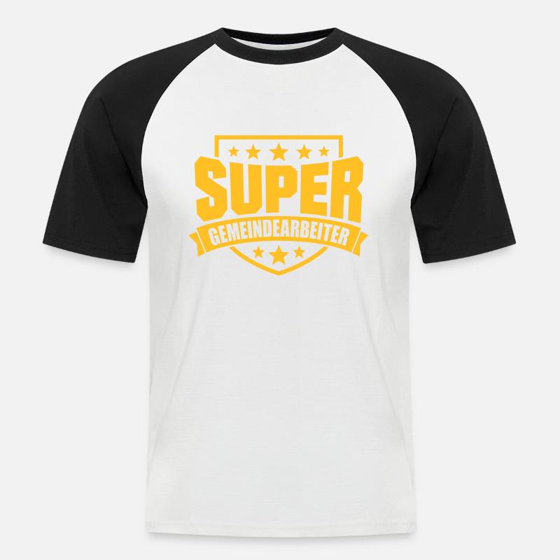 Super Gemeindearbeiter - Männer Baseball-T-Shirt - Weiß/Schwarz