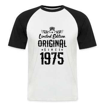 1975 limited edition - Männer Baseball-T-Shirt - Weiß/Schwarz - Vorne - Nik (191cm)