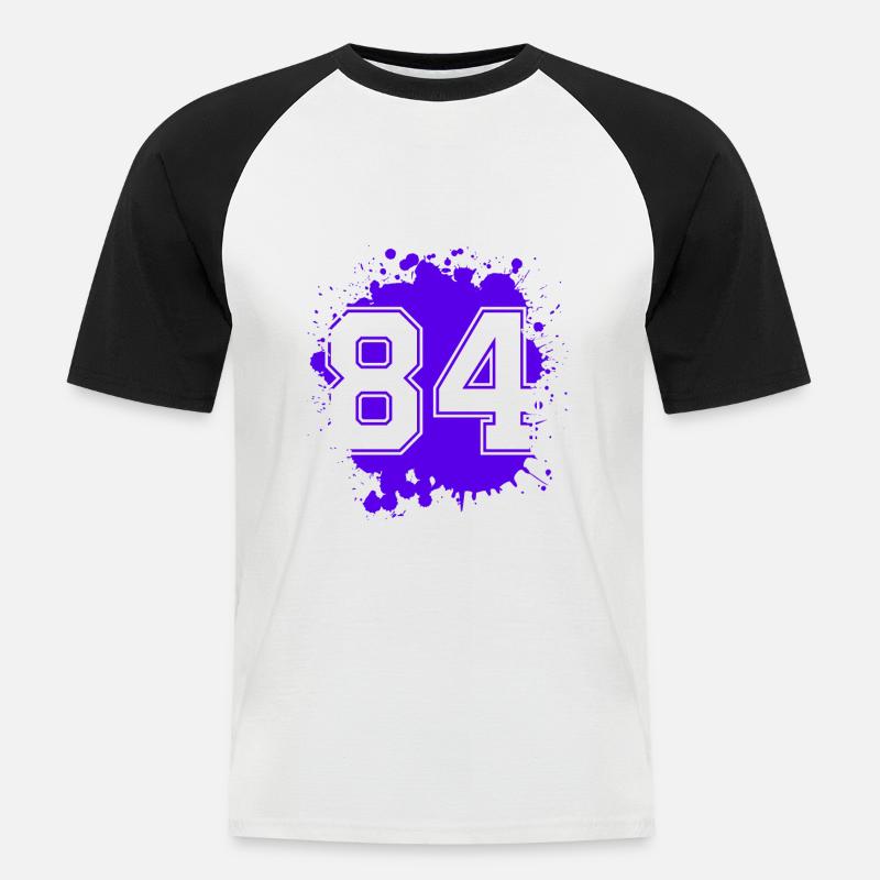 84 Zahl Klecks - Männer Baseball-T-Shirt - Weiß/Schwarz