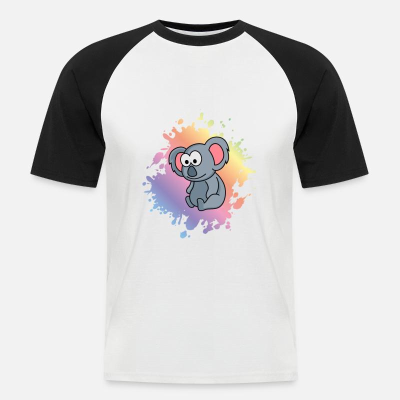 Koala Comic Tier - Männer Baseball-T-Shirt - Weiß/Schwarz