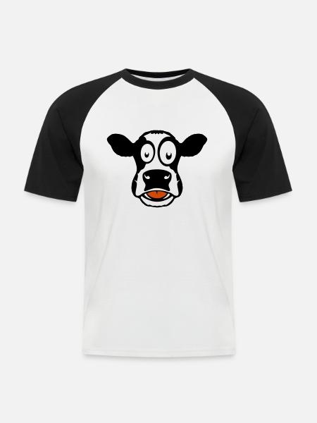 cow drawing 104 - Men's Baseball T-Shirt - white/black