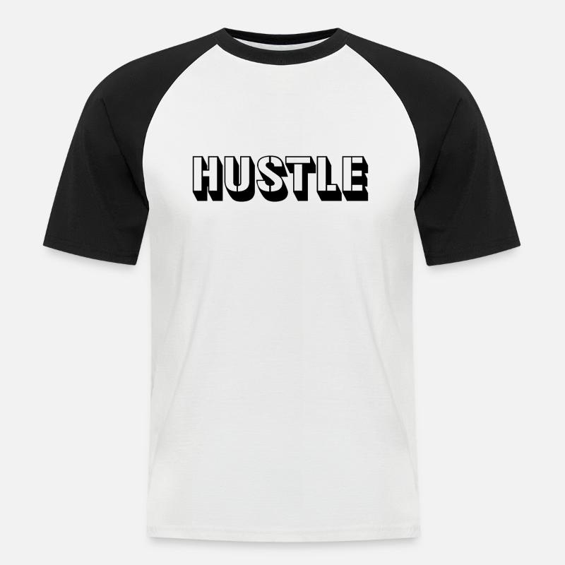 Hustle - Männer Baseball-T-Shirt - Weiß/Schwarz