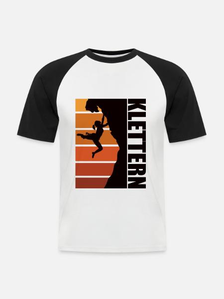 Felsklettern – Kletterin - Männer Baseball-T-Shirt - Weiß/Schwarz