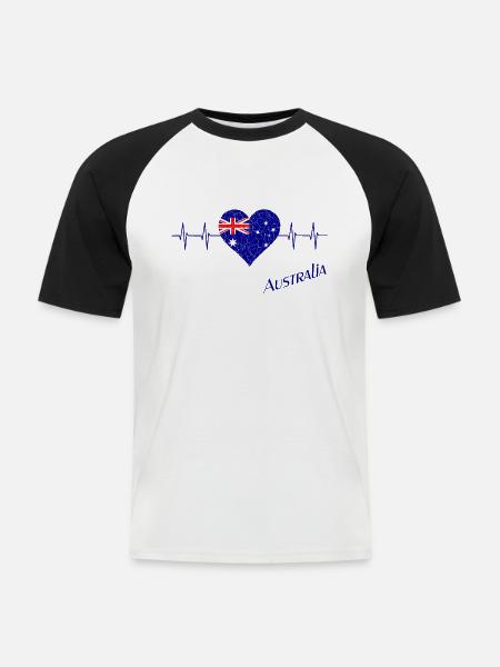 Australien - Männer Baseball-T-Shirt - Weiß/Schwarz