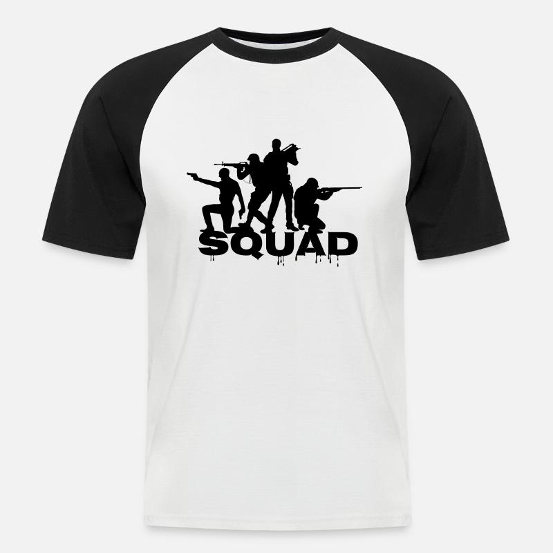 squad - Männer Baseball-T-Shirt - Weiß/Schwarz