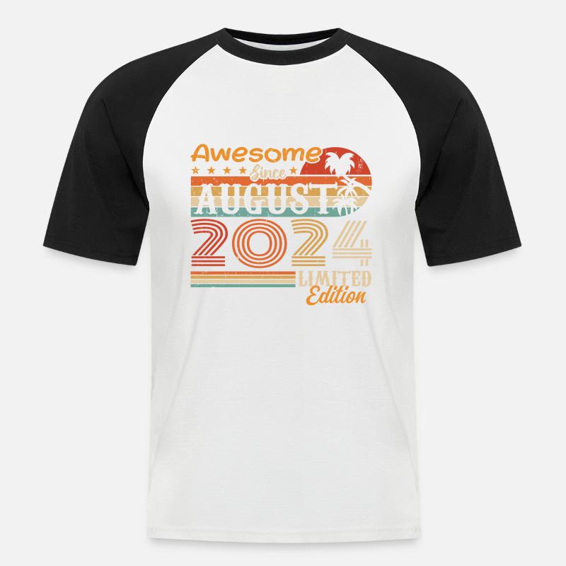 2024 August Geschenkidee August 2024 - Männer Baseball-T-Shirt - Weiß/Schwarz