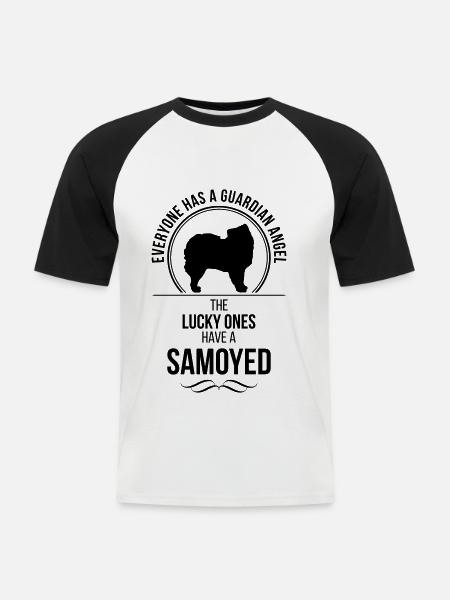 SAMOYED Guardian Angel Wilsigns - Men's Baseball T-Shirt - white/black