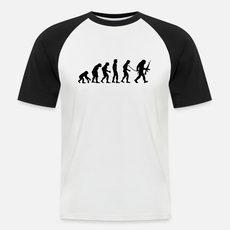 Affen_ (R) evolution - Men's Baseball T-Shirt - white/black