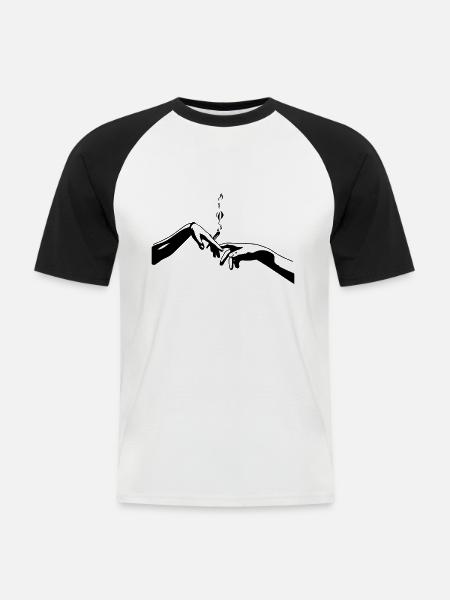 Michelangelo Popart - Männer Baseball-T-Shirt - Weiß/Schwarz