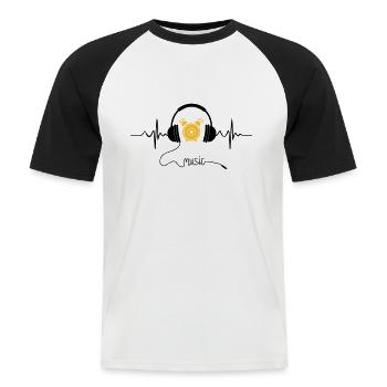 music - Männer Baseball-T-Shirt - Weiß/Schwarz - Vorne - Nik (191cm)