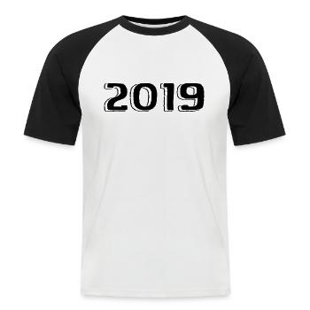 Millésime 2019 Naissance Anniversaire Rétro 2019 - T-shirt baseball manches courtes Homme - blanc/noir - Devant - Nik (191cm)