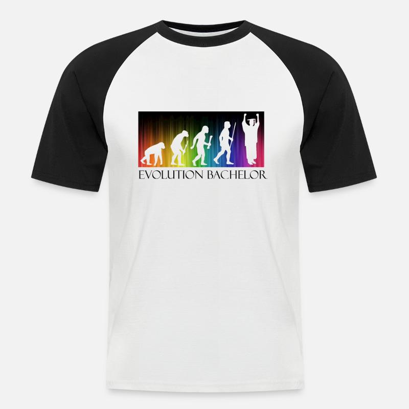 Evolution Bachelor - Männer Baseball-T-Shirt - Weiß/Schwarz