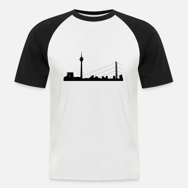 Düsseldorf - Männer Baseball-T-Shirt - Weiß/Schwarz
