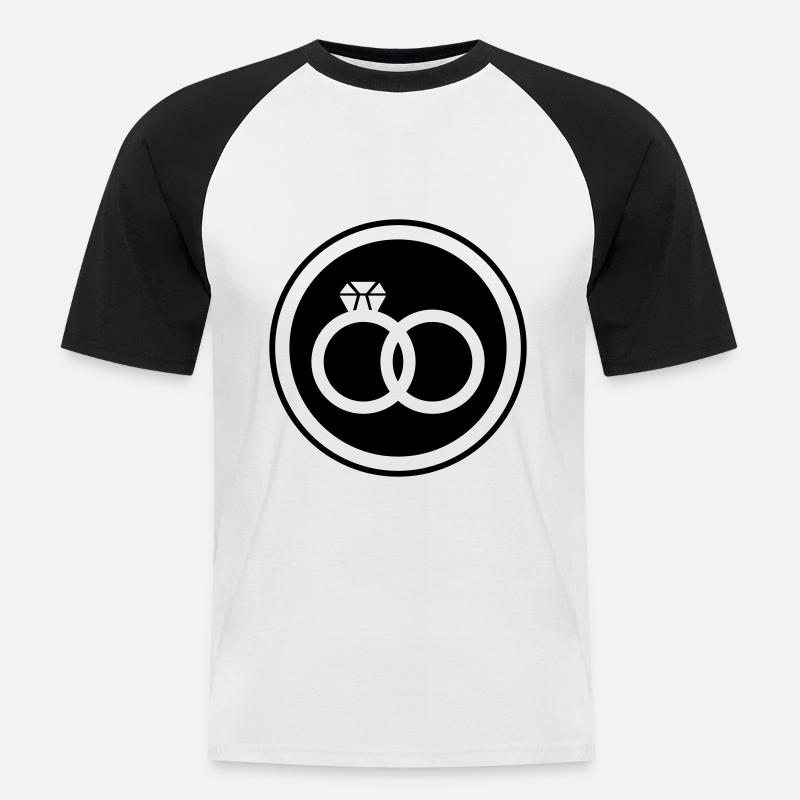 Eheringe Ring Hochzeit - Männer Baseball-T-Shirt - Weiß/Schwarz