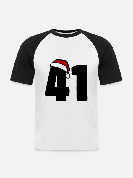 41 Numéro Noël - T-shirt baseball manches courtes Homme - blanc/noir