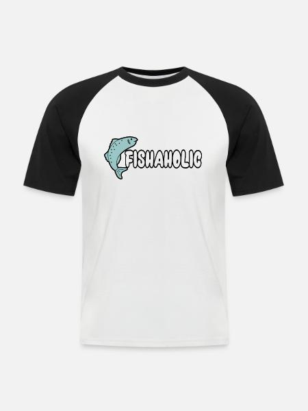 Fishaholic - Männer Baseball-T-Shirt - Weiß/Schwarz