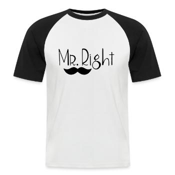 M. Droite - T-shirt baseball manches courtes Homme - blanc/noir - Devant - Nik (191cm)