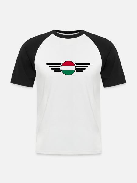 Ungarn Stil Design T-Shirt - Männer Baseball-T-Shirt - Weiß/Schwarz