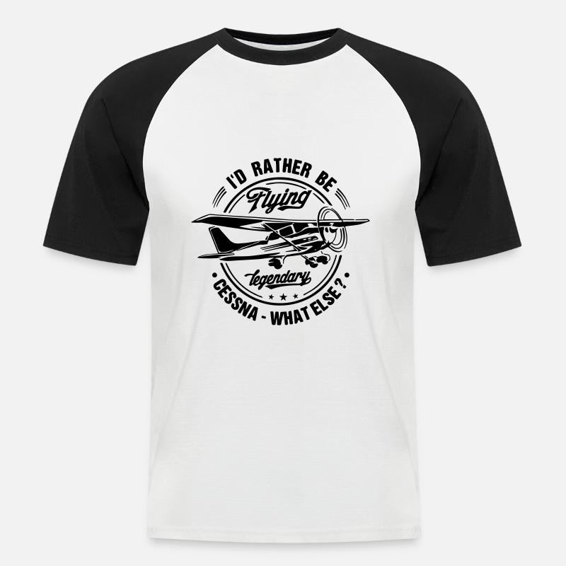 Cessna pilot - Männer Baseball-T-Shirt - Weiß/Schwarz
