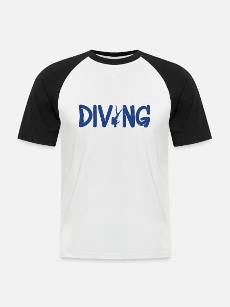 Tauchen - Männer Baseball-T-Shirt - Weiß/Schwarz