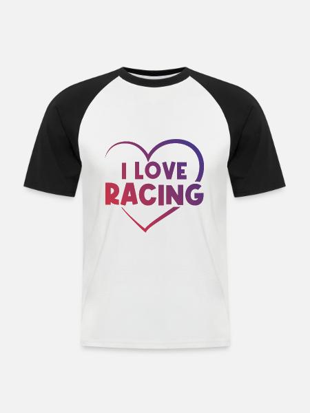 Ich liebe Rennen - Männer Baseball-T-Shirt - Weiß/Schwarz