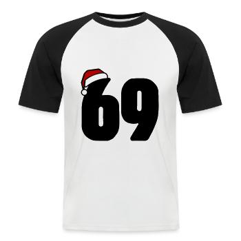 69 Zahl Weihnachten - Männer Baseball-T-Shirt - Weiß/Schwarz - Vorne - Nik (191cm)